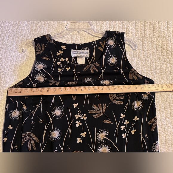 Jessica Howard Vintage Black Multi Sleeveless Dress Lightweight Jacket Sz 16 - Picture 10 of 16